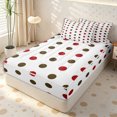 thumbnail image 1 of Erosebridal Retro Two-Tone Dot Pattern Zipper Twin Comforter Sets with Fitted Sheet and 2 Pillowcases,Mixed Brown Red Circle Zipper Bedding Set,Ivory Maroon,4-Piece,Reversible, 1 of 6