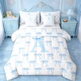 thumbnail image 1 of Erosebridal Ribbon Bow 7-Piece Twin Bedding Sets For Girls,Blue Bowknot Letter A Initial Bedding Comforter Set,Reversible, 1 of 7