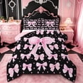 thumbnail image 1 of Erosebridal Ribbon Bow Full Size Comforter Sets For Girls Kids,Pink Cute Stars Bedding Sets For Bowtie Lover ,Pink Reversible,3pcs, 1 of 7