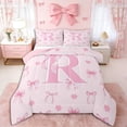 thumbnail image 1 of Erosebridal Ribbon Bow Knot R Personalized Initial Queen Comforter Set 3pcs,Floral Cherry Blossoms Bedding Comforter Set,Pink Reversible,Microfiber Bedroom Decor, 1 of 6