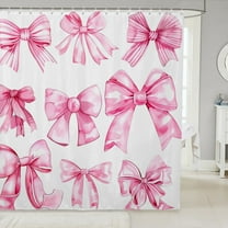 Erosebridal Ribbon Bow Shower Curtain 72x72, Pink Watercolor Bathroom Curtain 72x72, Dreamy Bowknot Bathroom Decor, Shower Curtain Room Decoration, Waterproof