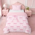 thumbnail image 1 of Erosebridal Ribbon Bow Twin Bedding For Girls,Pink Bowknot Letter A Initial Duvet Cover Set,Pink Reversible,2pcs(No Comforter), 1 of 6