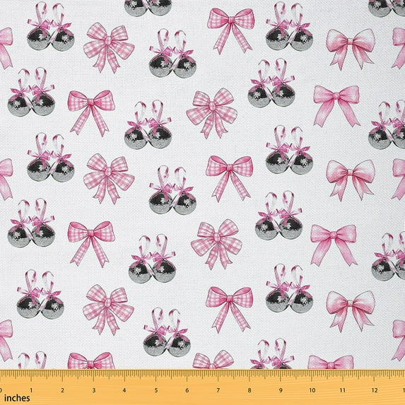 Erosebridal Ribbon Bow Upholstery Fabric for Chairs Pink Girly Bowknot Fabric by The Yard Disco Mirror Ball Waterproof Outdoor Fabric Kawaii Bow Tie Fabric Decor 3 Yard