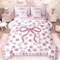 thumbnail image 1 of Erosebridal Ribbon Bowtie 7-Piece Twin Bedding Sets,Cute Ocean Seashell Starfish Bedding Comforter Set For Girls Kids,Reversible pink, 1 of 7