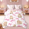 thumbnail image 1 of Erosebridal Ribbon Capybara Kid Bedding Comforter Set, Princess Bow Queen Bedding Sets, Pink Reversible, 7 Pieces, 1 of 7