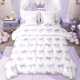 thumbnail image 1 of Erosebridal Ribbon Purple Bowknot 7 Pieces Bedding Comforter Set For Girls,Cute Bows Kawaii Bowtie Full Bedding Set,Reversible, 1 of 7