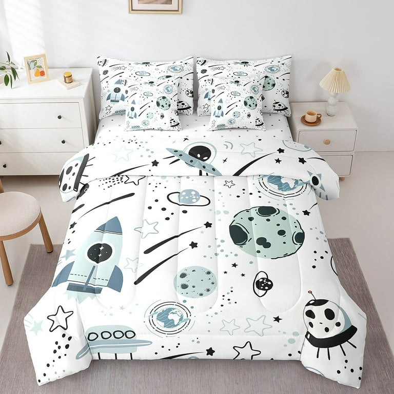Erosebridal Rocket Planet Bedding Queen Size, Outer Space Bedding