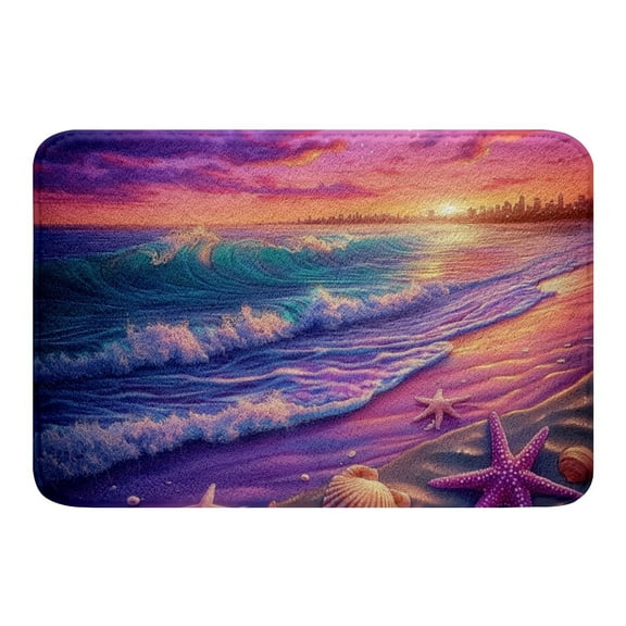 Erosebridal Romantic Beach Bathroom Rugs 16x24, Starfish Seashell Bathtub Mat, Couple Lover, Waterproof Bathroom Decor