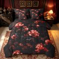 thumbnail image 1 of Erosebridal Romantic Floral Twin Bedding, Halloween Gothic Bat Bedding Comforter Set, Black Maroon, Black Reversible, 7-Piece, 1 of 6