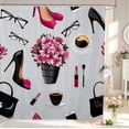 thumbnail image 1 of Erosebridal Romantic High Heels Shower Curtain 72Wx72L,Chic Roses Flowers Bathroom Curtain,Gray Black, 1 of 5
