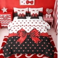 thumbnail image 1 of Erosebridal Romantic Loves Pattern 7pcs Bedding Comforter Set,Polka Dot Bowknot Queen Bedding Sets For Kids Girls,Reversible, 1 of 7