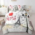 thumbnail image 1 of Erosebridal Romantic Paris Bedding Twin Size, Eiffel Tower Love Heart Bedding Accessories, Grey, Lightweight 7pcs, 1 of 5