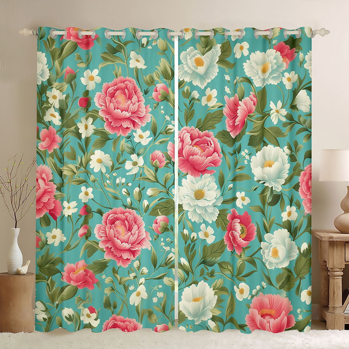 Erosebridal Romantic Rose Kids Blackout Curtains Set of 2 (52x84 Each ...