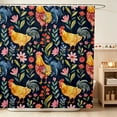 thumbnail image 1 of Erosebridal Rooster Shower Curtain 72Wx78L for Girls, Dark Wildflowers Waterproof Bath Curtain, 1 of 5