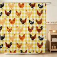 thumbnail image 1 of Erosebridal Rooster Shower Curtain 72Wx84L for Boys Girls, Yellow Gingham Waterproof Bathroom Shower Curtain, 1 of 5