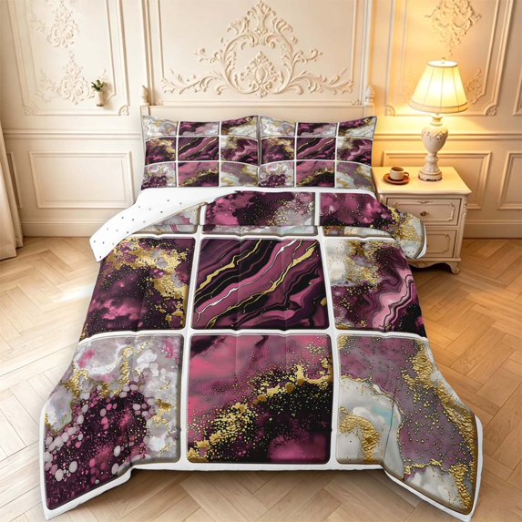 Goldish Roses Erosebridal Rose Pink Marble Queen Comforter Set,Luxurious Fluid ...