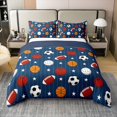 thumbnail image 1 of Erosebridal Rugby Basketball Game 100% Cotton Duvet Cover Queen Size,Stars Stripes 100% Cotton Comforter Cover Queen,Sport Theme Decor,Reversible,Super Cozy,3-Piece(No Comforter), 1 of 6