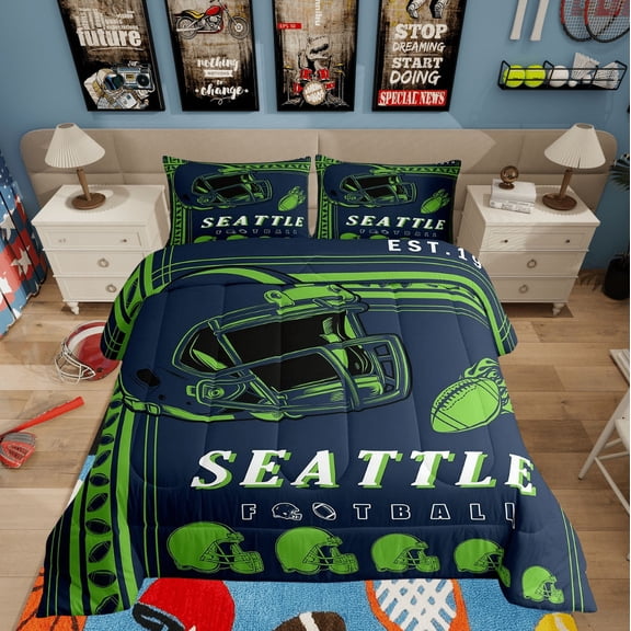 Erosebridal Rugby Bedding Twin Comforter Set for Teens, American Football City Down Comforter, Sports Player Decor, Reversible