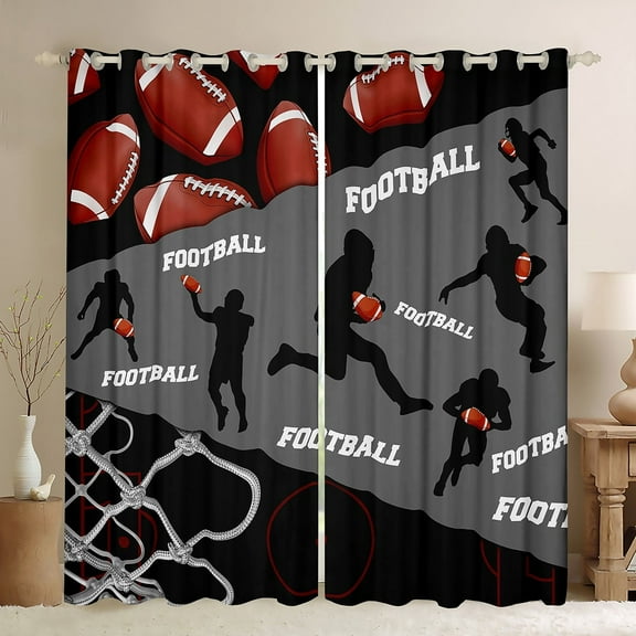 Erosebridal Rugby Print Curtains for Living Room, American Football 30%-50% Blackout Curtains Set of 2 (38x54), Soccer Decor