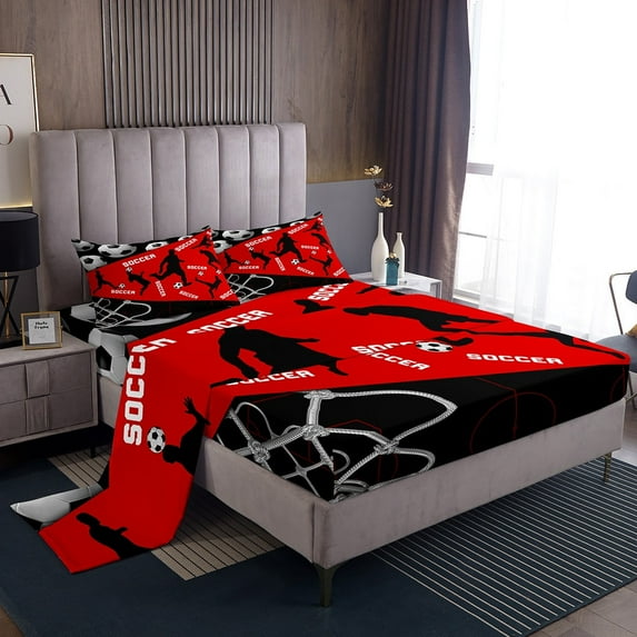 Erosebridal Rugby Print Twin Sheet Sets, American Football Bedding Twin Size, Soccer Decor 3 Pieces