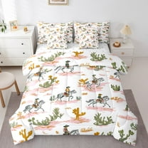Erosebridal Rustic Animal Bedding Sets Twin Size, Western Cactus Comforter Sets with Sheets, Cowboy Cowgirl Decor, Reversible 7pcs