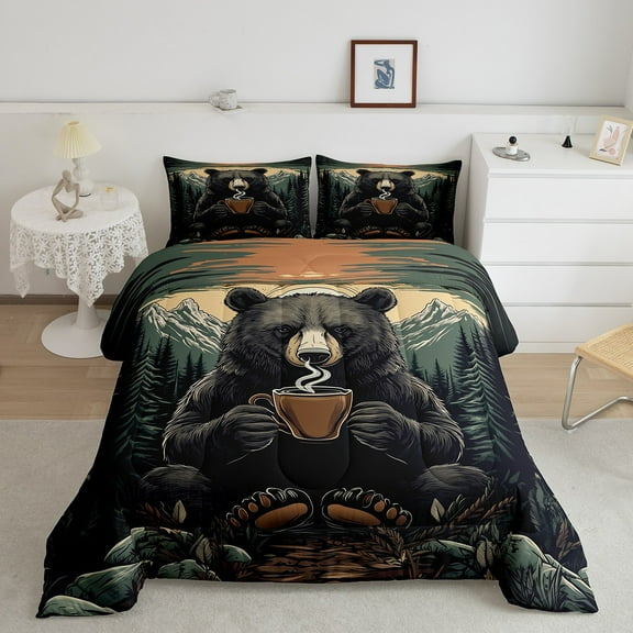 Erosebridal Rustic Bear Bedding King Comforter Set, 3D Animal Down Comforter, Jungle Wildlife Reversible Comforters & Duvets, Ultra Soft Bedroom Decor, 3 Pieces