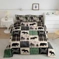 thumbnail image 1 of Erosebridal Rustic Bear Deer Bedding Set, Farmhouse Cabin Decor Comforter Set Twin Size Woodland Country Patchwork Bedding Comforter Sets , Grid Quilt With 1 Pillow Case, 1 of 5