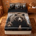 thumbnail image 1 of Erosebridal Rustic Bear Family Zipper Twin Comforter Sets with Fitted Sheet and 2 Pillowcases,Pine Wood Cabin Art Zipper Bedding Set For Boys,Black Reversible,4pcs, 1 of 7