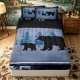 thumbnail image 1 of Erosebridal Rustic Bear Paw Print Zipper Full Size Comforter Sets with Fitted Sheet and 2 Pillowcases,Forest Pine Silhouette Zipper Bedding Set,Navy Blue Gray Black,Black Reversible, 1 of 6