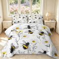 thumbnail image 1 of Erosebridal Rustic Bee Twin Quilt Set,Watercolor Sunflower Floral Twin Coverlet Set,White Silver,2-Piece,1 Bedspread and 1 Pillowcase, 1 of 7