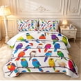 thumbnail image 1 of Erosebridal Rustic Bird Wildlife Bed Spread Queen,Watercolor Branch Queen Coverlet Set,White Blue,3 Pieces,1 Quilt and 2 Pillowcases, 1 of 7