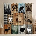 thumbnail image 1 of Erosebridal Rustic Cabin Camper Black Out Curtains,Rustic Farmhouse Buffalo Letter L Curtains Pack of 2 (42x63 Each) For Boys Kids, 1 of 7