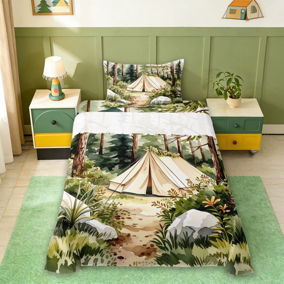 Erosebridal Rustic Cabin Camper Twin Sheet Sets,Country Camping Bedding For Kids 3-Piece