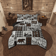 thumbnail image 1 of Erosebridal Rustic Cabin Comforter Set King Size Country Farmhouse Buffalo Plaid Bedding Sets,Woodland Bear Deer Wolf Bed Comforter Hunting Animal Wildlife Quilt Black Brown Grey Camper Car Decor, 1 of 6