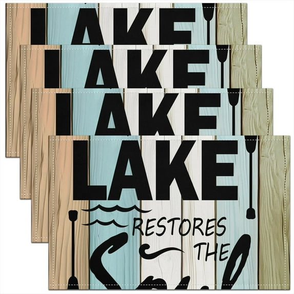 Erosebridal Rustic Cabin Place Mats Set of 4 for in Door Dinning,Lake House Table Place Mats for in Door Dining,Lodge Room Decorative