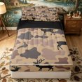 thumbnail image 1 of Erosebridal Rustic Camo Pattern Zipper Full Size Comforter Sets with Fitted Sheet and 2 Pillowcases,Deer Silhouette Print Zipper Bedding Set,Tan Brown Grey,Black Reversible, 1 of 6