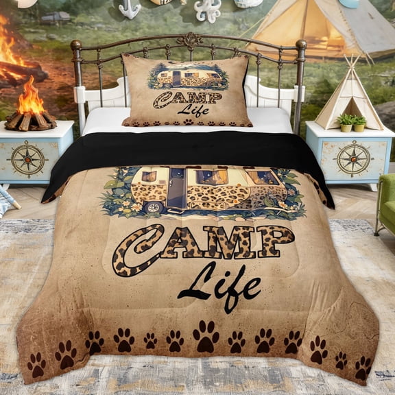 Erosebridal Rustic Camping Kids Twin Comforter Sets, Camp Life Bedding Set, 2pcs