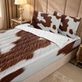 thumbnail image 1 of Erosebridal Rustic Cow Hide Print Zipper Queen Comforter Set with Fitted Sheet and 2 Pillowcases for Boys Girls, Farmhouse Theme Zipper Bedding Set, Brown Gray, Reversible, 4-Piece, 1 of 7