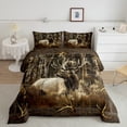 thumbnail image 1 of Erosebridal Rustic Deer Comforter Set for Cabin Lodge Vintage Elk Moose Antlers Bedding Set Queen Size Farmhouse Woodland Quilt Hunting Animal Duvet Insert with 2 Pillowcase Home Room Decor, 1 of 6