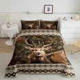 thumbnail image 1 of Erosebridal Rustic Deer Comforter Set,Farm Moose Toddler Bedding Set,Western Aztec Down Comforter,Farmhouse Animal Reversible Bed Set with 1 Pillowcase Lightweight, 1 of 7