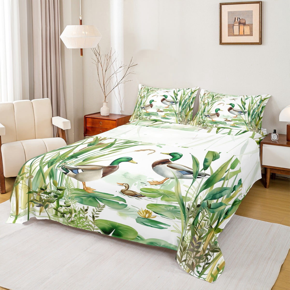 Erosebridal Rustic Duck Bed Sheets Set Queen Size,Mallard Duck Bedding ...