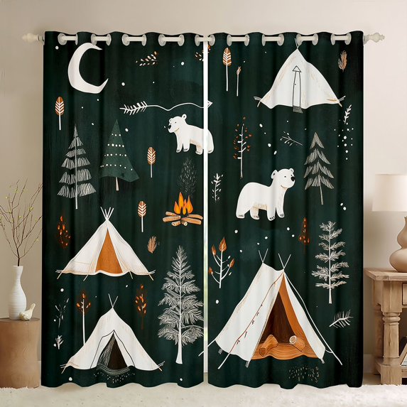 Erosebridal Rustic Farmhouse Adventure Black Out Curtains,Country Farmhouse Cabin Curtains Pack of 2 (42x63 Each) For Kids