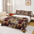 thumbnail image 1 of Erosebridal Rustic Farmhouse Queen Sheet Sets, Red Brown Buffalo Bed Set, 4 Pieces, 1 of 5