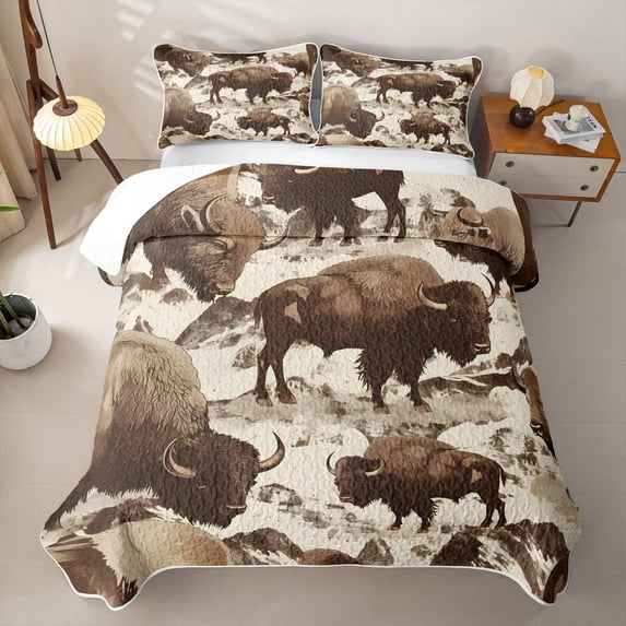 Erosebridal Rustic Farmhouse Sketch Quilt Full,Farm Animal Cow Full Bedspread Sets For Boys,3 Pieces