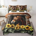 thumbnail image 1 of Erosebridal Rustic Horse Bedding Queen Size, Chic Sunflower Floral Comforter Sets with Sheets, Old Barn Door Bedroom Decorative Super Cozy 7-Piece, 1 of 4
