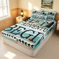 thumbnail image 1 of Erosebridal Rustic Lodge Cabin Zipper Queen Comforter Set with Fitted Sheet and 2 Pillowcases, Camping Adventure Zipper Bedding Set, 1 of 7