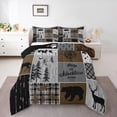 thumbnail image 1 of Erosebridal Rustic Patchwork King Comforter Set , Retro Country Farmhouse Quilt Cabin Room Decor, Western Deer Bear Bedding Woodland Wildlife Adventure Camping Duvet Insert, Gray Brown, 1 of 7