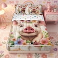 thumbnail image 1 of Erosebridal Rustic Piglet Zipper Full Size Comforter Sets with Fitted Sheet and 2 Pillowcases,Pastel Flower Print Zipper Bedding Set,Pink Purple Green,Reversible, 1 of 6