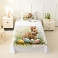 thumbnail image 1 of Erosebridal Rustic Rabbit Twin Sheet Sets,Colorful Easter Eggs Bedding For Kids Girls 3-Piece, 1 of 6