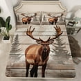 thumbnail image 1 of Erosebridal Rustic Reindeer Fitted Sheet Set Twin, Wildlife Animal Bedding Twin Size, Old Barn Door Decor, 2pcs（No Top Sheet）, 1 of 6